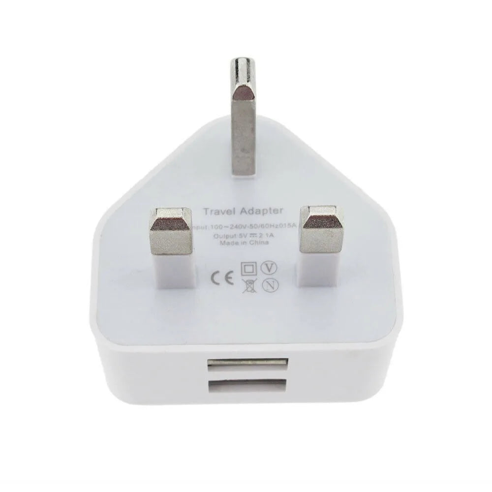 UK 3-Pin USB Wall Charger – 1/2/3-Port 5V Home Adapter USB Wall Charger HIP