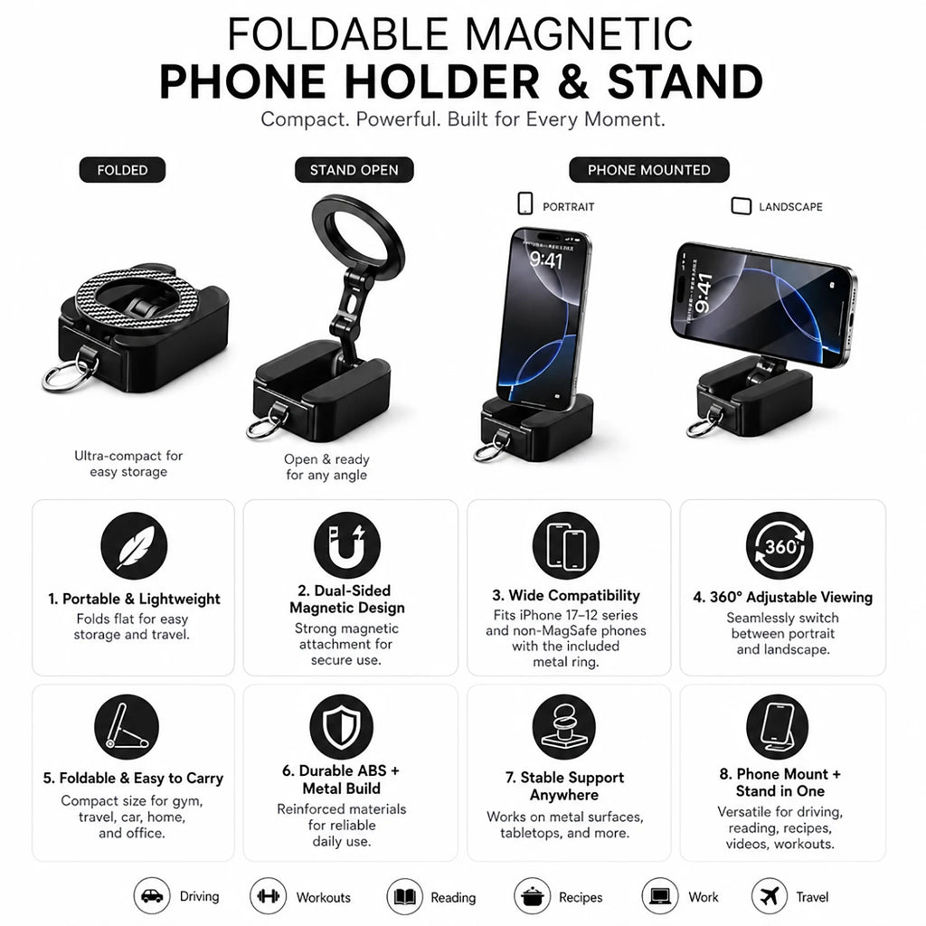 Magnetic Desk Clamp Phone Holder – Folding Desktop Bracket Phone Desk Mount HIP