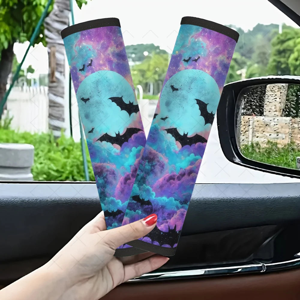2-Pack Galaxy Moon & Bats Car Seat Belt Covers | HIP Seat Belt Cover HIP