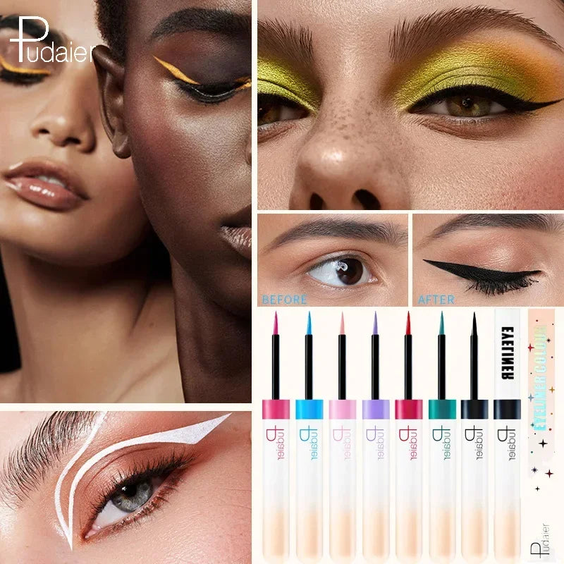 Colorful Eyeliner Pen Eyes Makeup White Pink Waterproof Liquid Color Eye Liner Pencil Matte Purple Pen 12 Color Make Up Cosmetic HIP