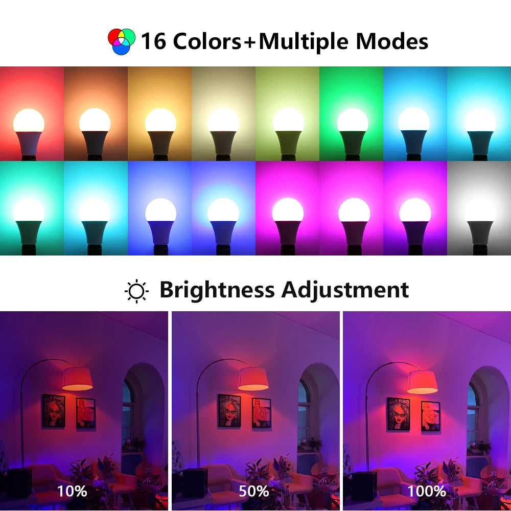 E27 RGBW LED Bulb 5W 10W 15W with IR Remote Control RGB LED Bulb HIP