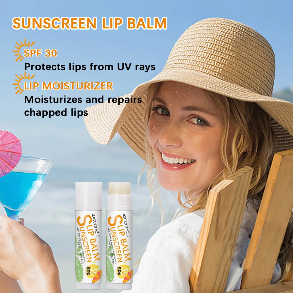 1 Piece Sunscreen Lip Balm SPF 30 UVA Protection Lips Moisturizer Watermelon Coconut Banana Flavor Colorless Lipstick Sun Care HIP