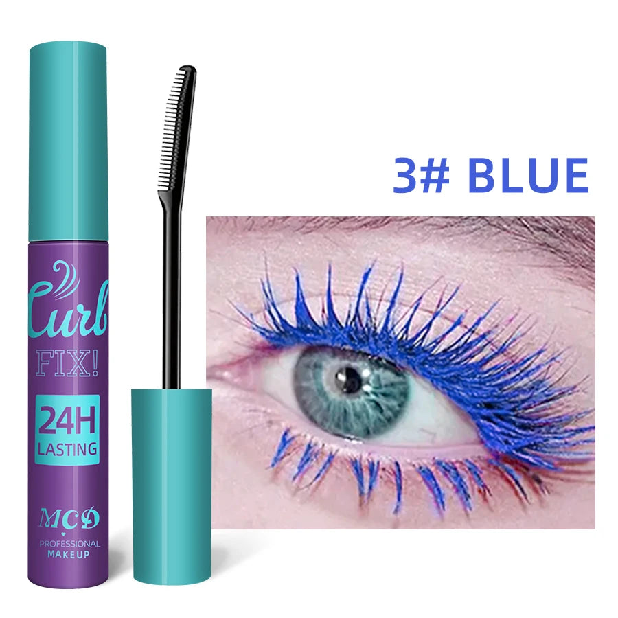 Colorful Slender Mascara Waterproof Fast Drying Curling Eyelashes Multicolor Lashes Makeup Long Lasting Blue Green Cosmetic HIP 3