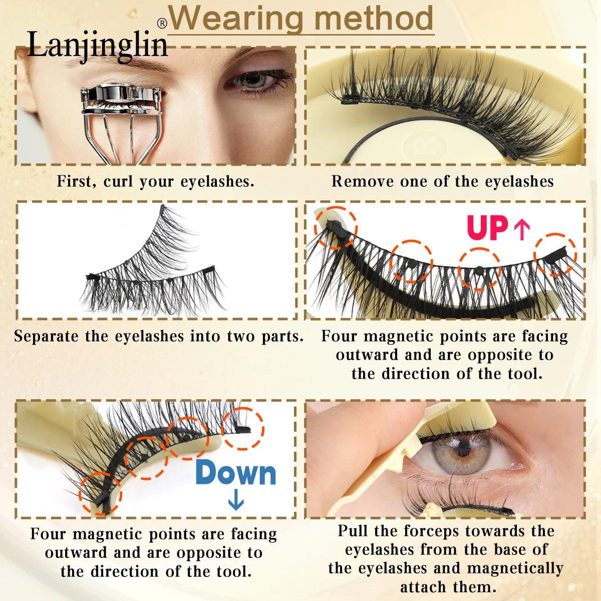 1 Pair Reusable Magnetic Eyelashes 3D Mink Lashes Long-Lasting No Glue Needed False Eyelashes and Magnetic Tweezers Set HIP
