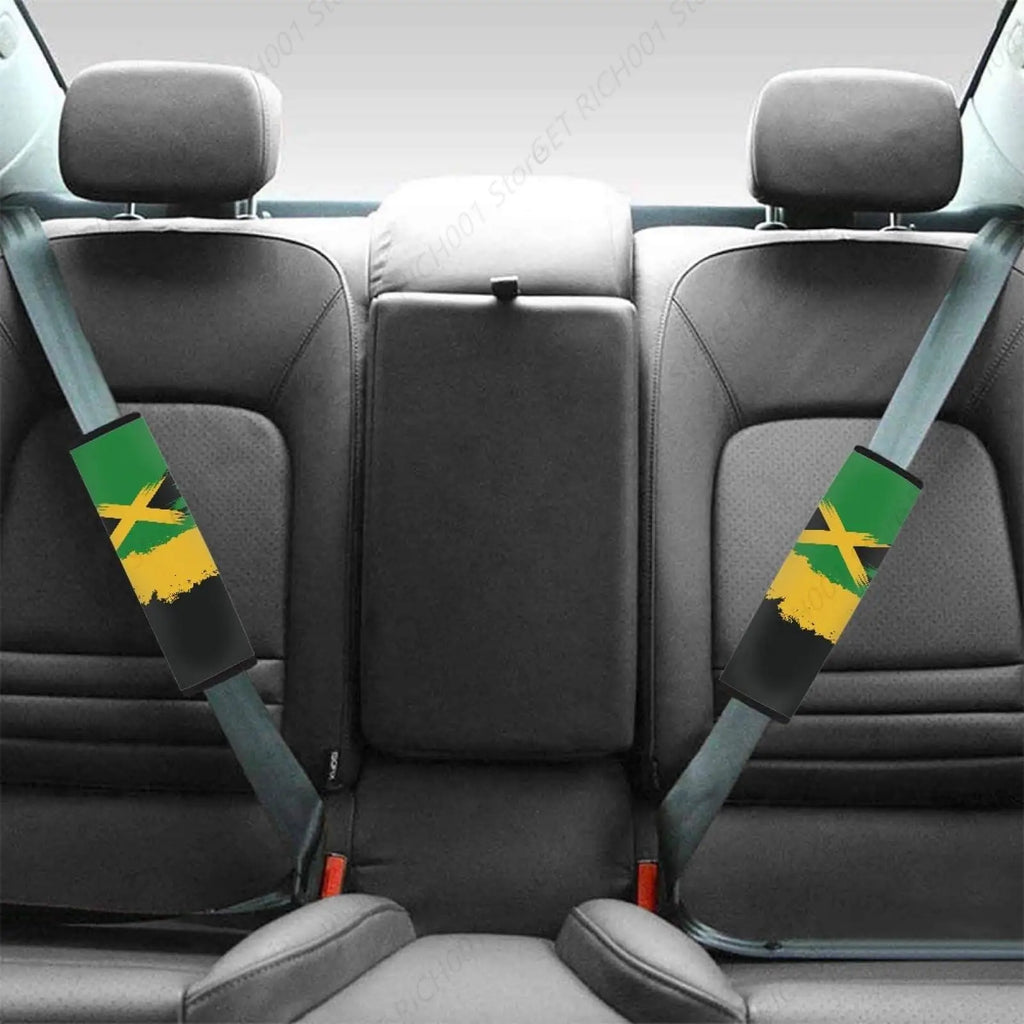 Jamaican Flag Seat Belt Cover Pads – Soft Patriotic 2 Pack Seat Belt Cover HIP