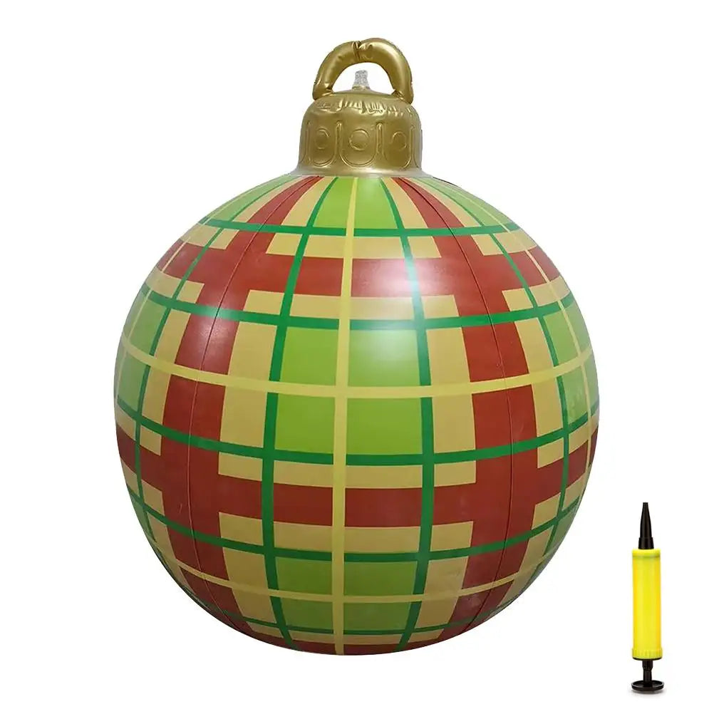 23.6 Inch Christmas Ball Christmas Indoor Outdoor Crafts Decoration PVC Inflatable Ball Family Christmas Holiday Party Ball HIP E