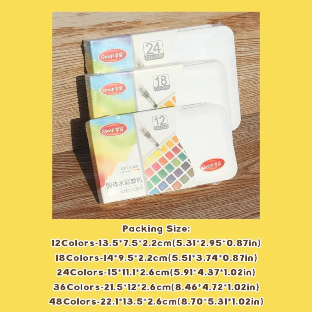 Portable Watercolor Paint Set 12–48 Colors with Water Brush Pen Watercolor Paint Set HIP