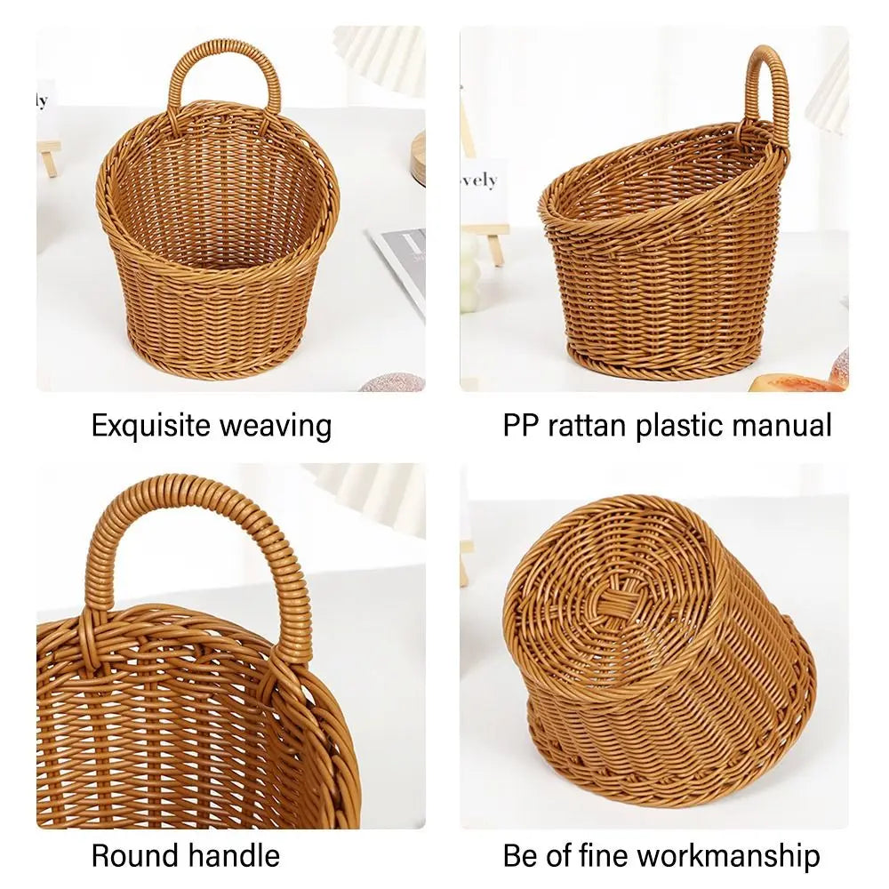 Hand-Woven Imitation Rattan Hanging Storage Basket – Brown Storage Basket HIP