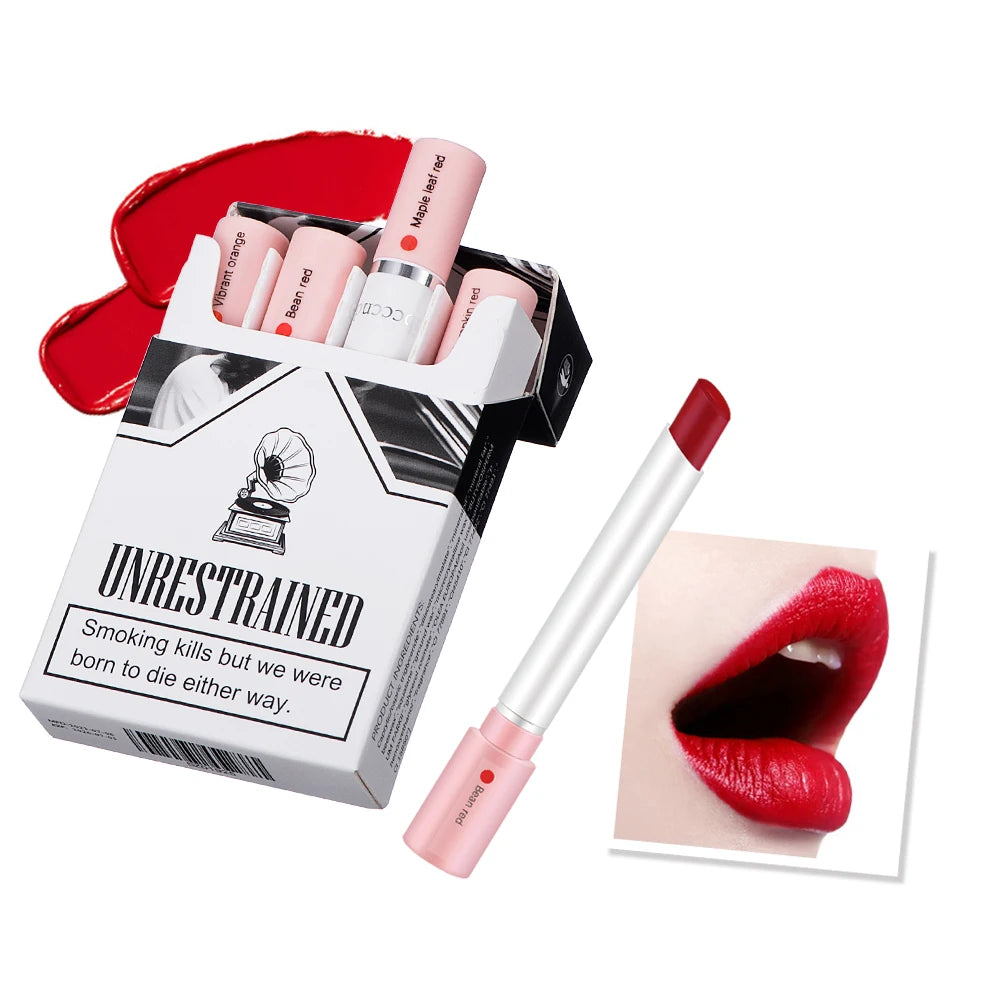 4 Pcs Cigarette Lipstick Set Matte Lip Gloss Long Lasting Waterproof Nude Lip Tint Lip Stick Tube Cosmetics Christmas Gift HIP