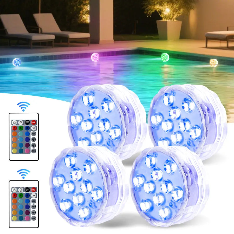 10Led RGB Dive Fish Light LED Underwater Lamp Remote Control Swimming Pool Light Portable Battery Operated For Vase Aquarium HIP