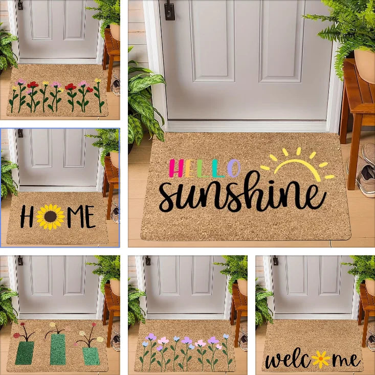 Abstract Floral Door Mat – Anti-Slip Welcome Rug | 2 Sizes Decorative Door Mat HIP