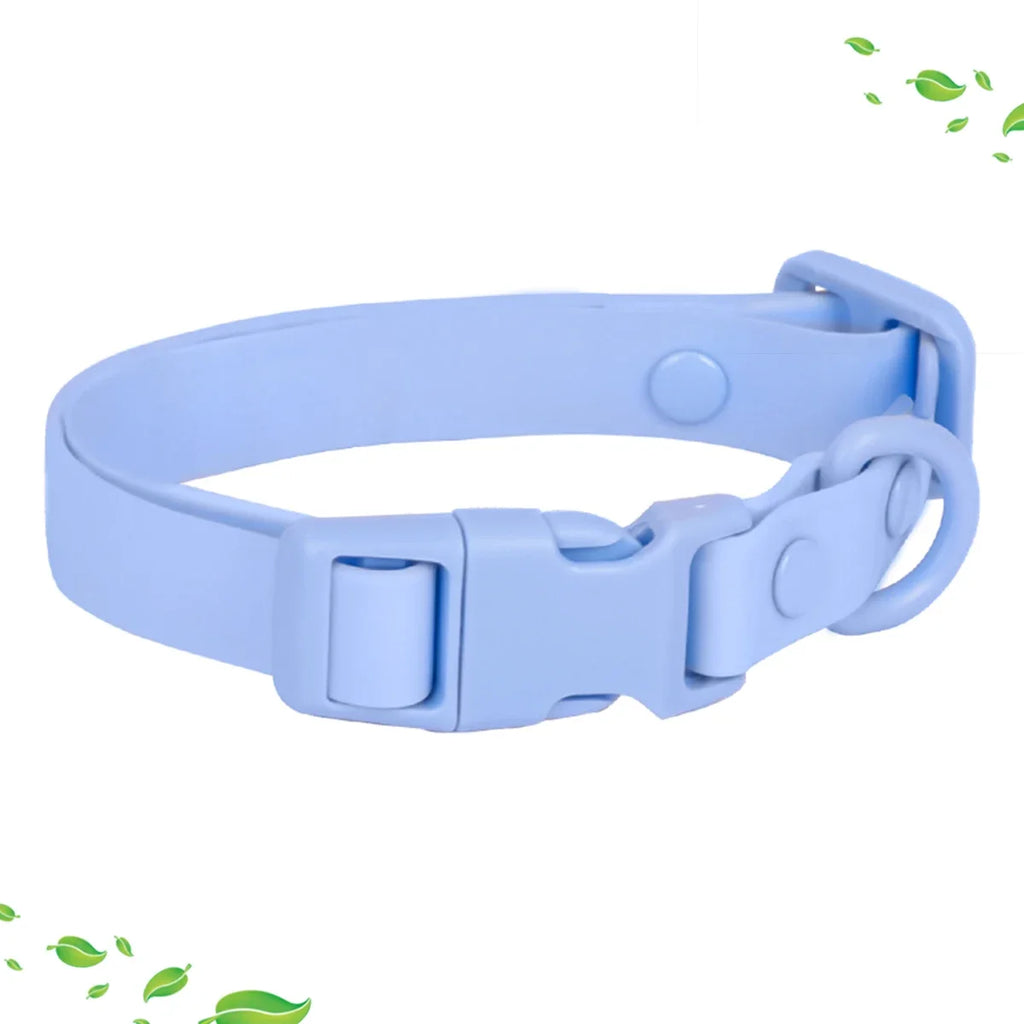 Adjustable Waterproof PVC Dog Collar – Rustproof Safety Buckle Dog Collar HIP C795-Light Blue 1pcs S