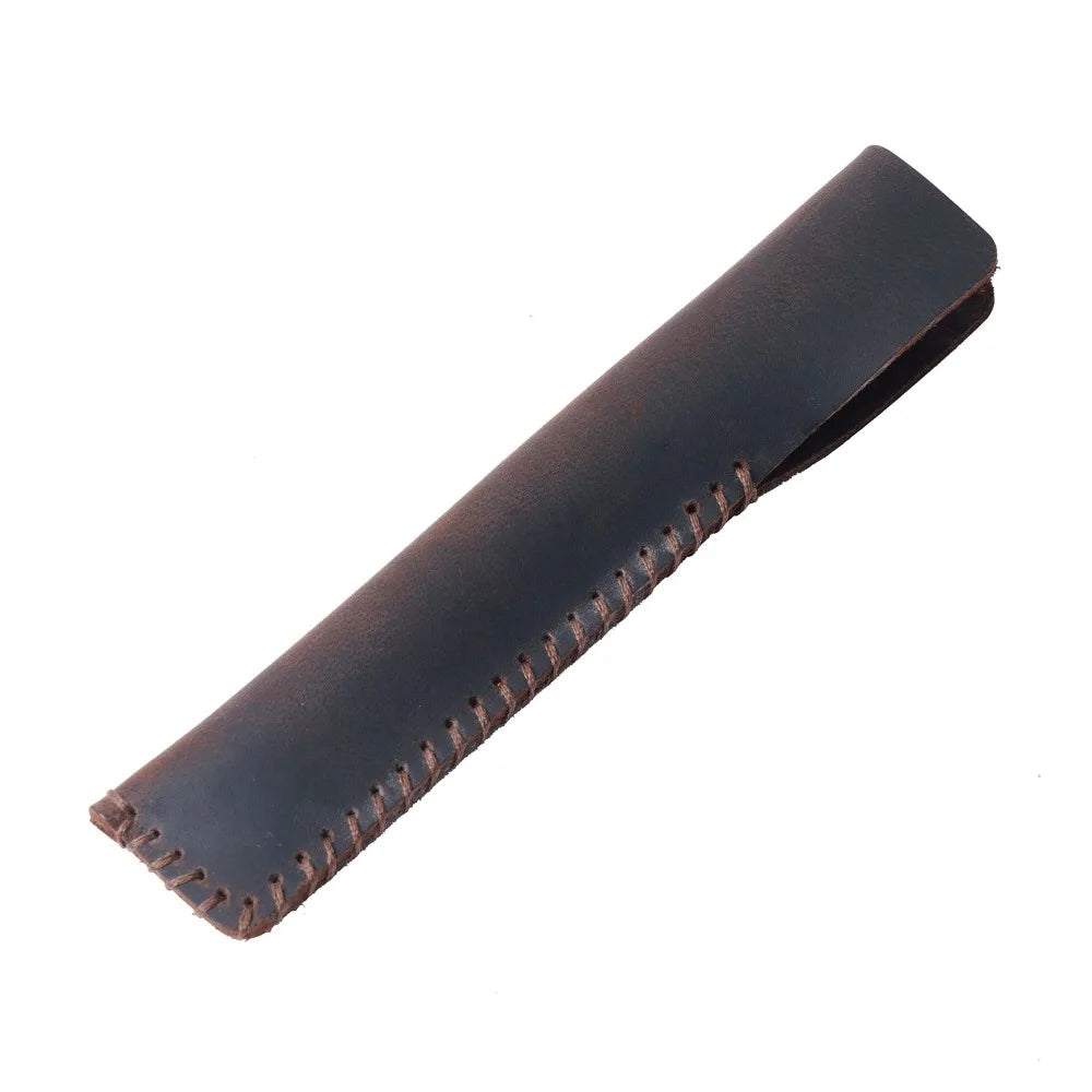 Handmade Genuine Leather Pencil Case – Retro Cowhide Pouch Leather Pencil Case HIP Coffee