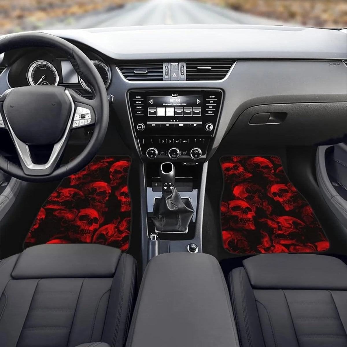 Red Gothic Skull Car Floor Mats Set of 4 – Universal Fit Car Floor Mats HIP