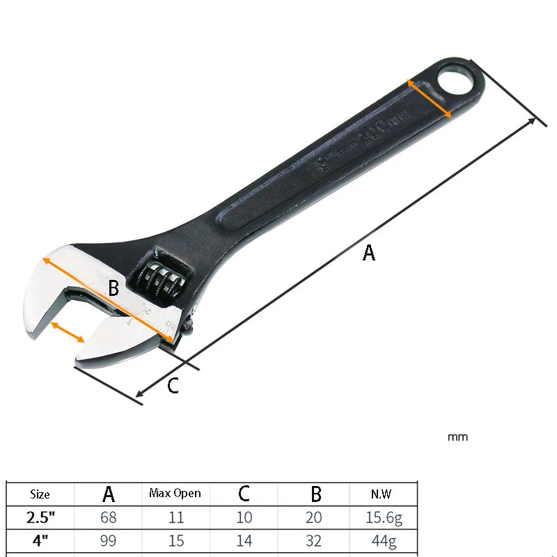 Mini Adjustable Spanner Wrench Set – 2.5" & 4" Portable Mini Adjustable Wrench HIP