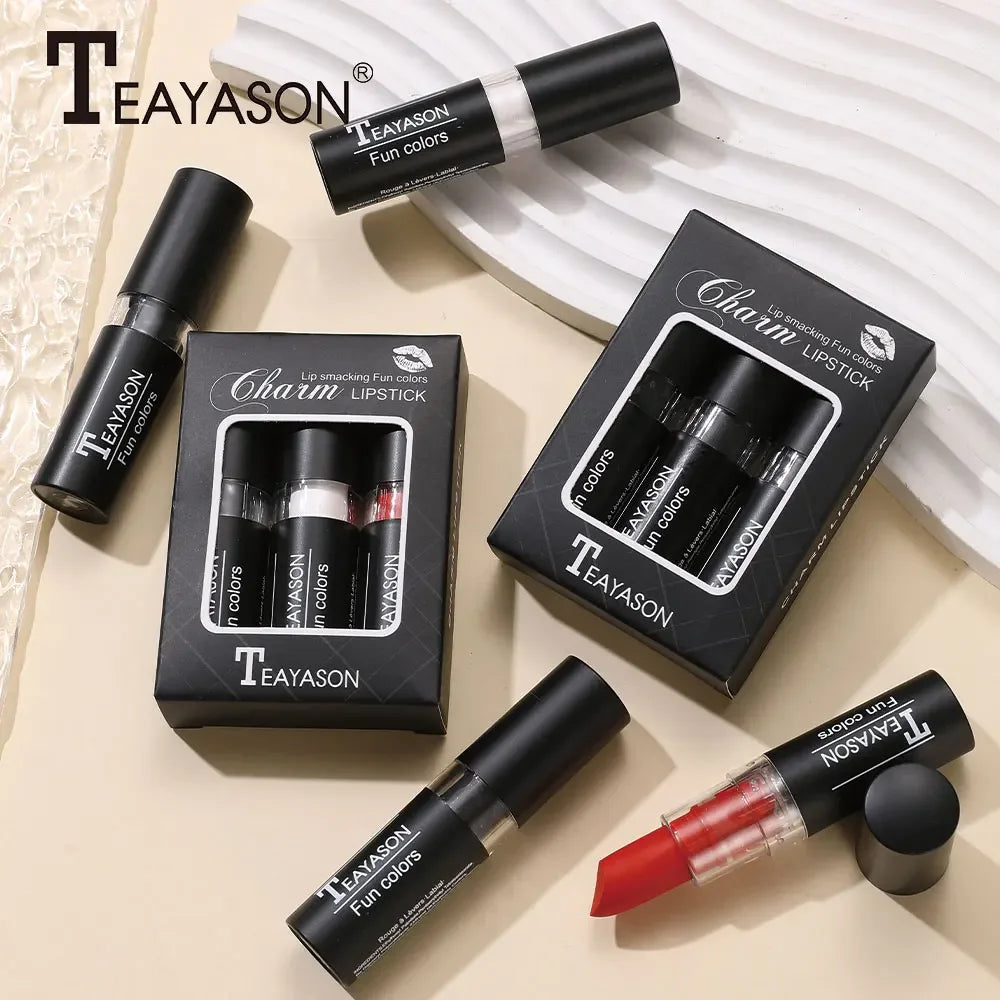 TEAYASON Velvet Matte Lipstick Set – Black, White & Red Matte Lipstick Set HIP