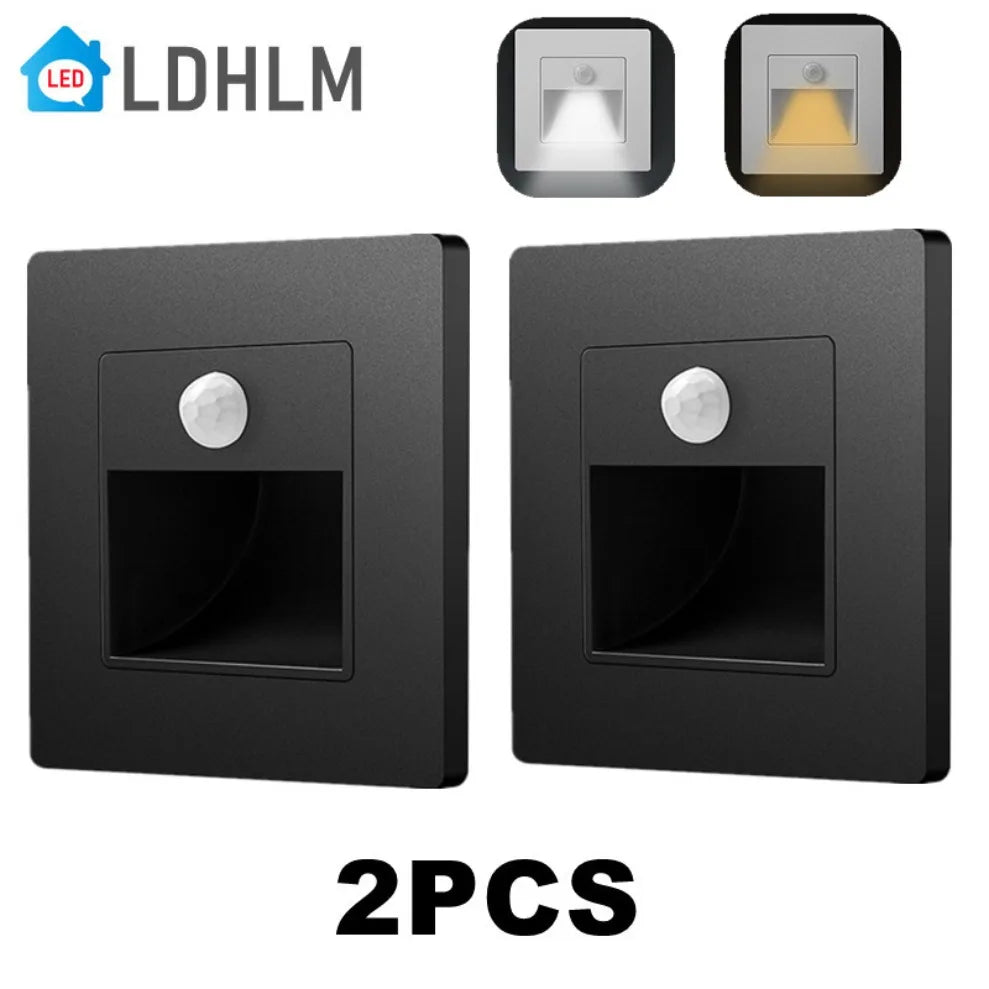 Recessed LED Wall Lamp PIR Motion Sensor Stair Step Night Light LED Step Wall Lamp HIP