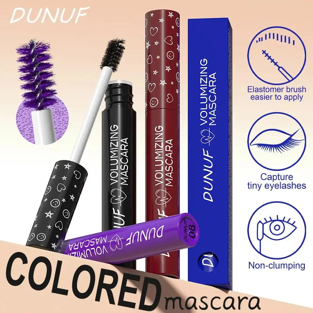 DUNUF Colorful Waterproof Curling Mascara – Blue Green Purple Colorful Mascara HIP