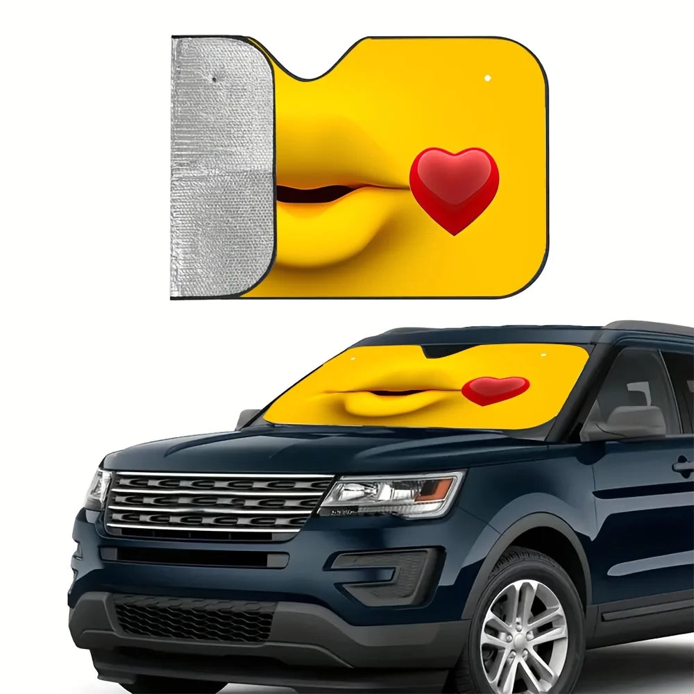 Heart Pattern Folding Car Windshield Sunshade | UV Block Car Windshield Sunshade HIP