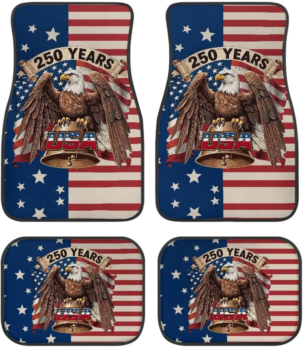 Eagle USA Flag Car Floor Mats 4-Piece All-Weather Set Car Floor Mats HIP 1