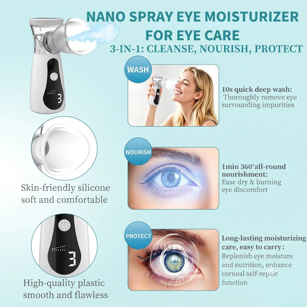 Fireurus Handheld Eye Mist Steamer & Moisturizing Atomizer Eye Mist Steamer HIP