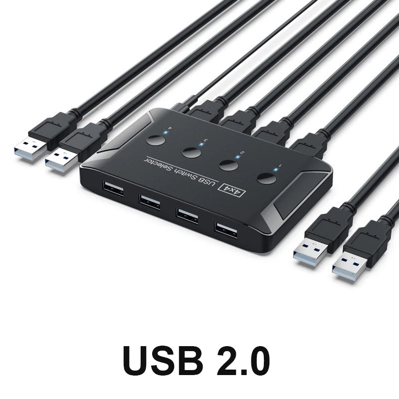 OULLX KVM Switch 4×4 USB 3.0/2.0 – 4 Port 4 Device Hub KVM USB Switch HIP USB2.0