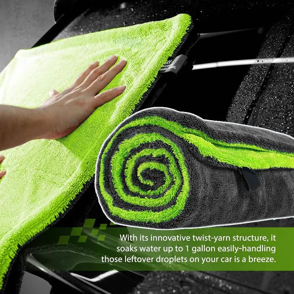 1400GSM Full-Size SUV Truck Drying Towel Double-Sided Microfiber Twisted Yarn Technology High Absorbency And Scratch-Resistant HIP