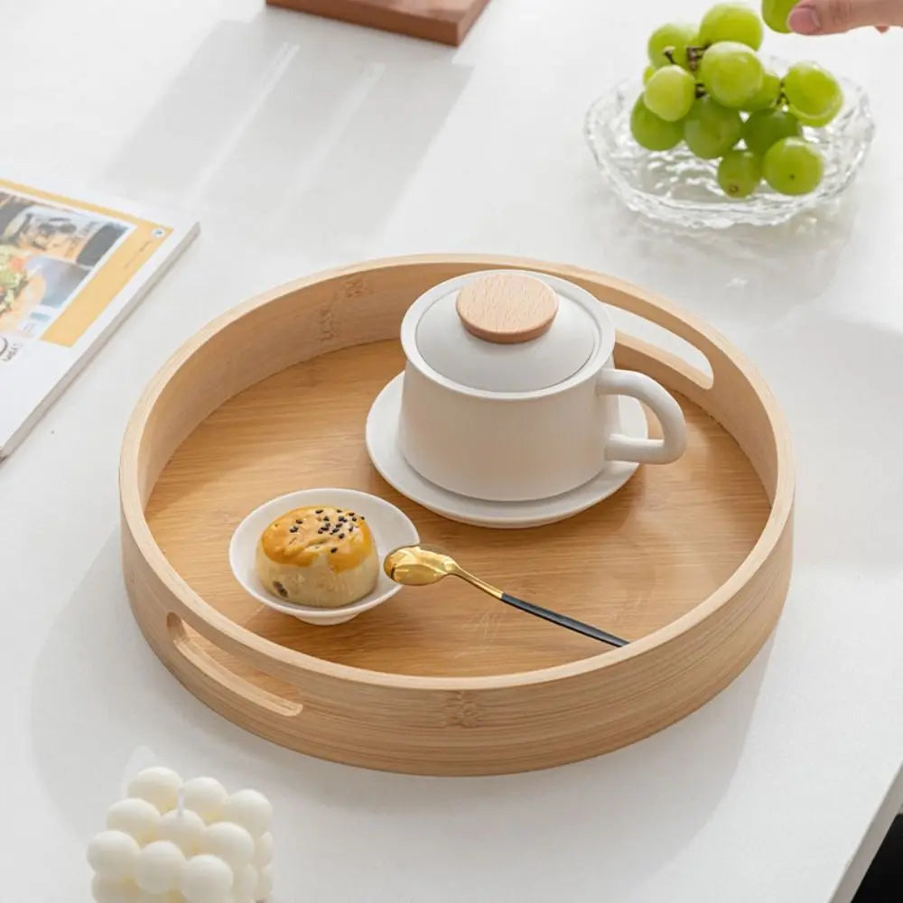 Round Wooden Serving Tray with Handle | 25–40cm Sizes Wooden Serving Tray HIP