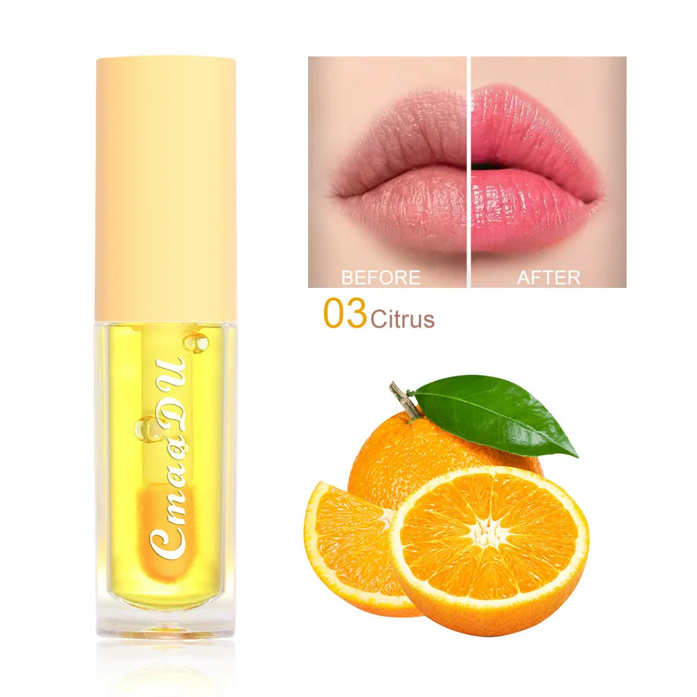 Fruit Color Changing Lip Gloss Strawberry Cherry Lip Balm Natural Lasting Moisturizing Reduce Lip Lines Jelly Plump Lips Care HIP Citrus