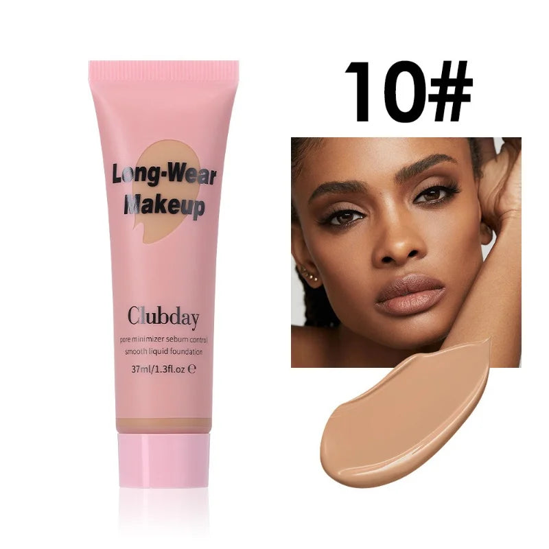 10 Colors Long Wear Liquid Foundation Waterproof Matte Makeup Base Full Coverage Pore Minimizing Creamy Foundation Face Makeup HIP 10