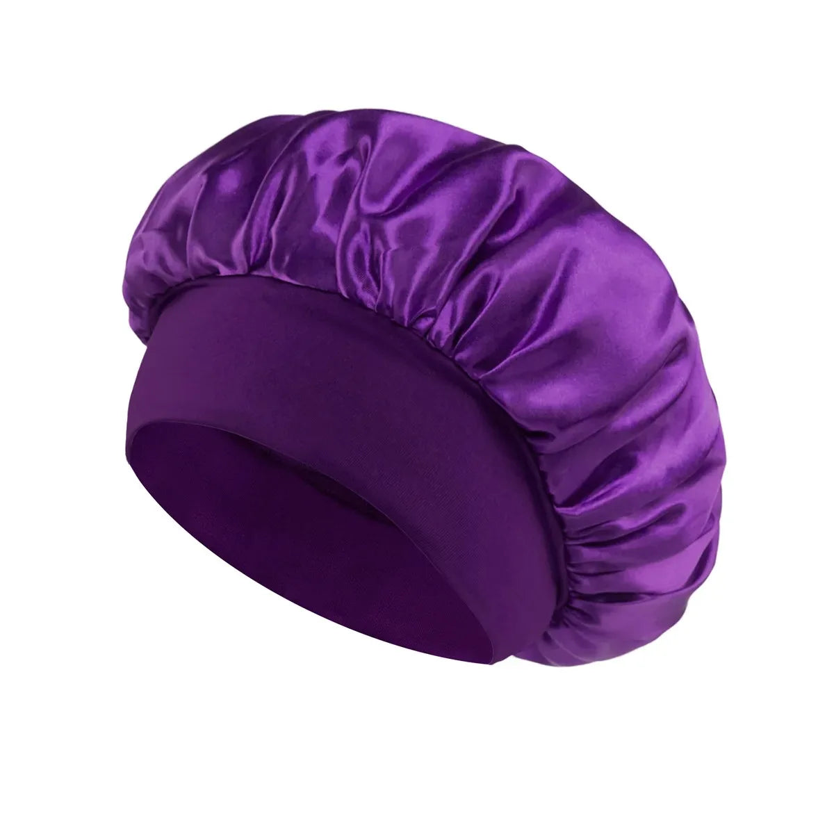Large Satin Sleep Bonnet – Silk Hair Wrap with Elastic Band Satin Sleep Bonnet HIP C674-purple 1pcs