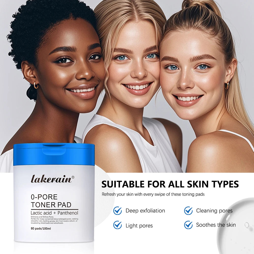 Lakerain 2Pcs Skincare Set 0‑Pore Toner Pad Pink Peptide Salmon DNA Glow Serum Pure Shea Butter Pore Care Moisturizer HIP