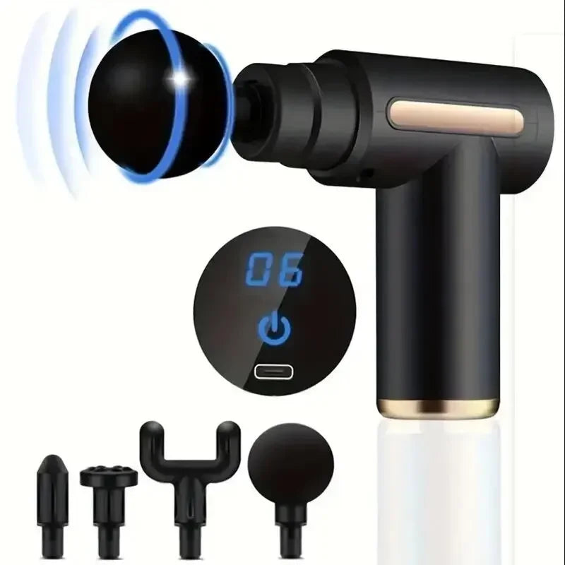 PAQIN Portable Percussion Massage Gun – Back, Neck & Body Percussion Massage Gun HIP 6GEAR BLACK Type C Charge