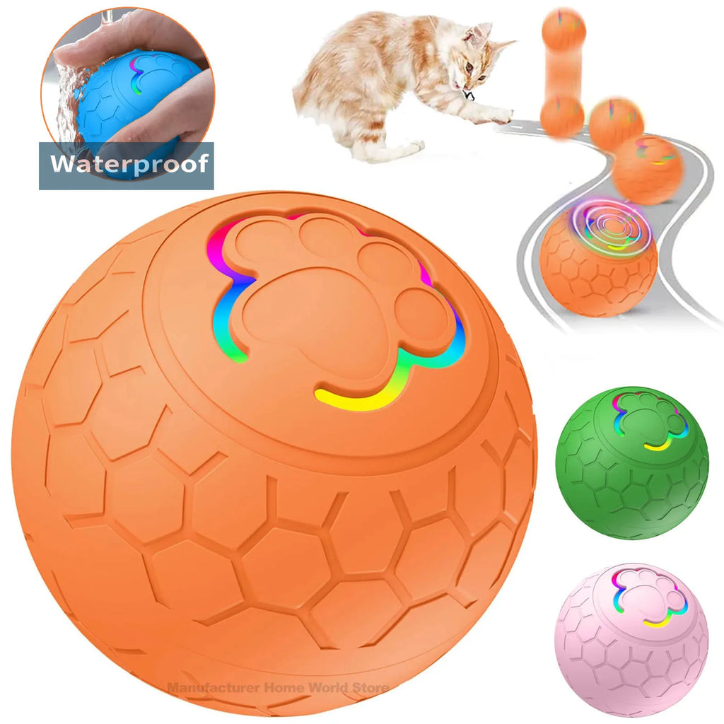 Smart Teasing Dog Ball Waterproof Electronic Interactive Pet Toy LED Light Dog Bouncing Toy Ball Automatic Rolling Toy Ball HIP