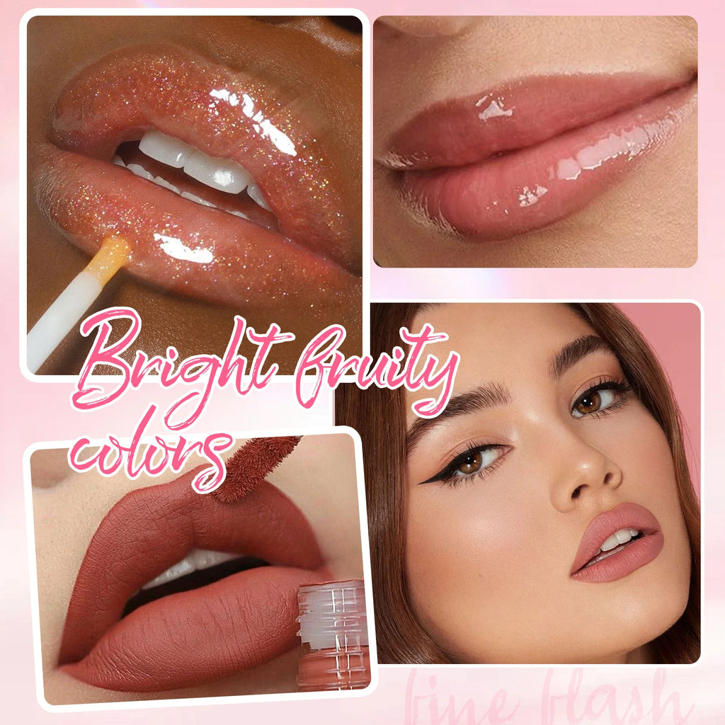 4-Piece Velvet Lip Gloss Set – Matte & Pearlescent Liquid Lipstick Liquid Lip Gloss Set HIP