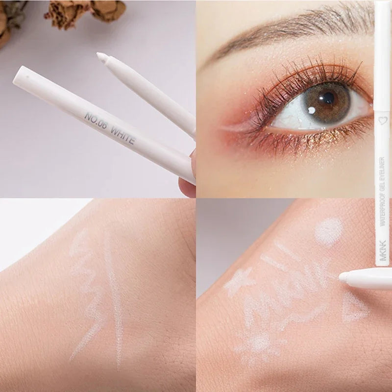 Matte Silkworm Eyeliner Pen Lasting Waterproof Not Blooming Shiny Quick Drying Eye Liner Gel Pen Brown Eye Shadow Pen Makeup HIP 06 White