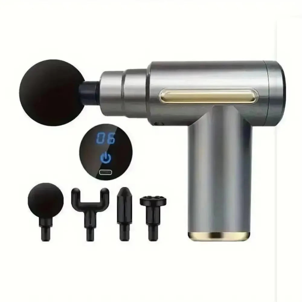 Portable Muscle Massage Gun – LED Touch Screen & Rechargeable Percussion Massage Gun HIP Gray