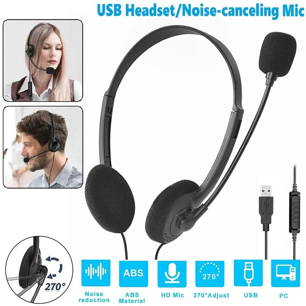 USB Wired Gaming Headset with Noise Cancelling Mic – Black Wired Gaming Headset HIP