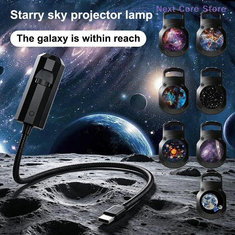 Galaxy Starry Sky USB Projector Lamp – 7 Pattern Slides Galaxy Projector Lamp HIP