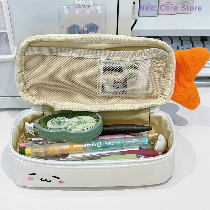 Fried Shrimp Pencil Case – Large Capacity Cute Fabric Pouch Novelty Pencil Case HIP