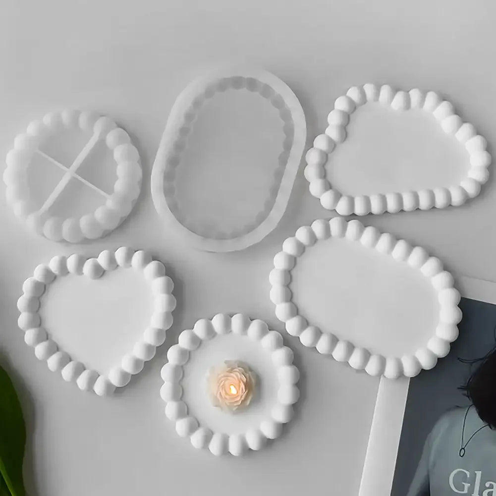 1Pc Heart Tray Resin Mold Cloud Coaster Silicone Molds for Irregular Tray, DIY Jewelry Trinket Dish, Candle Holder Casting HIP