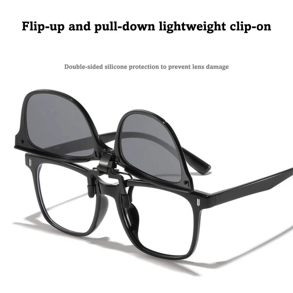 Vintage Square Clip-On Sunglasses – Foldable Blue Light Blocking Clip-On Sunglasses HIP