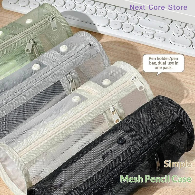 Large Capacity Transparent Mesh Pencil Case | Nylon Zipper Mesh Pencil Case HIP