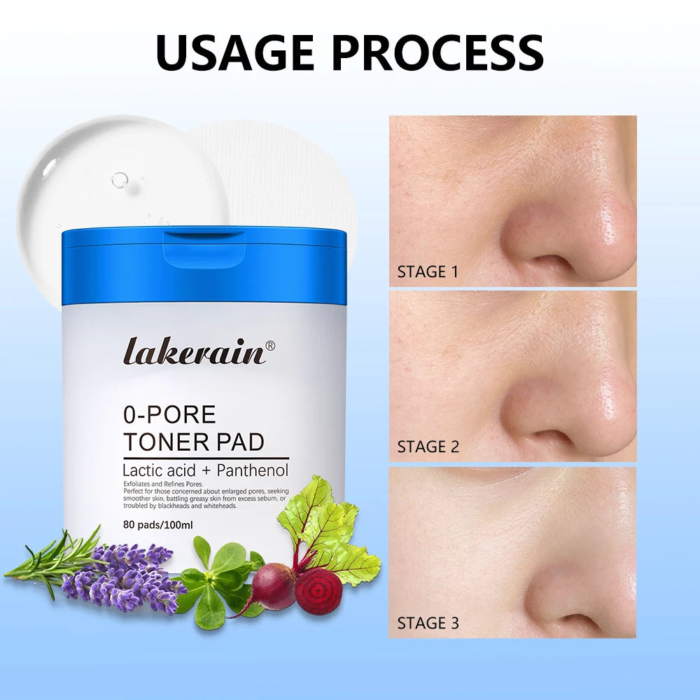 Lakerain 2Pcs Skincare Set 0‑Pore Toner Pad Pink Peptide Salmon DNA Glow Serum Pure Shea Butter Pore Care Moisturizer HIP