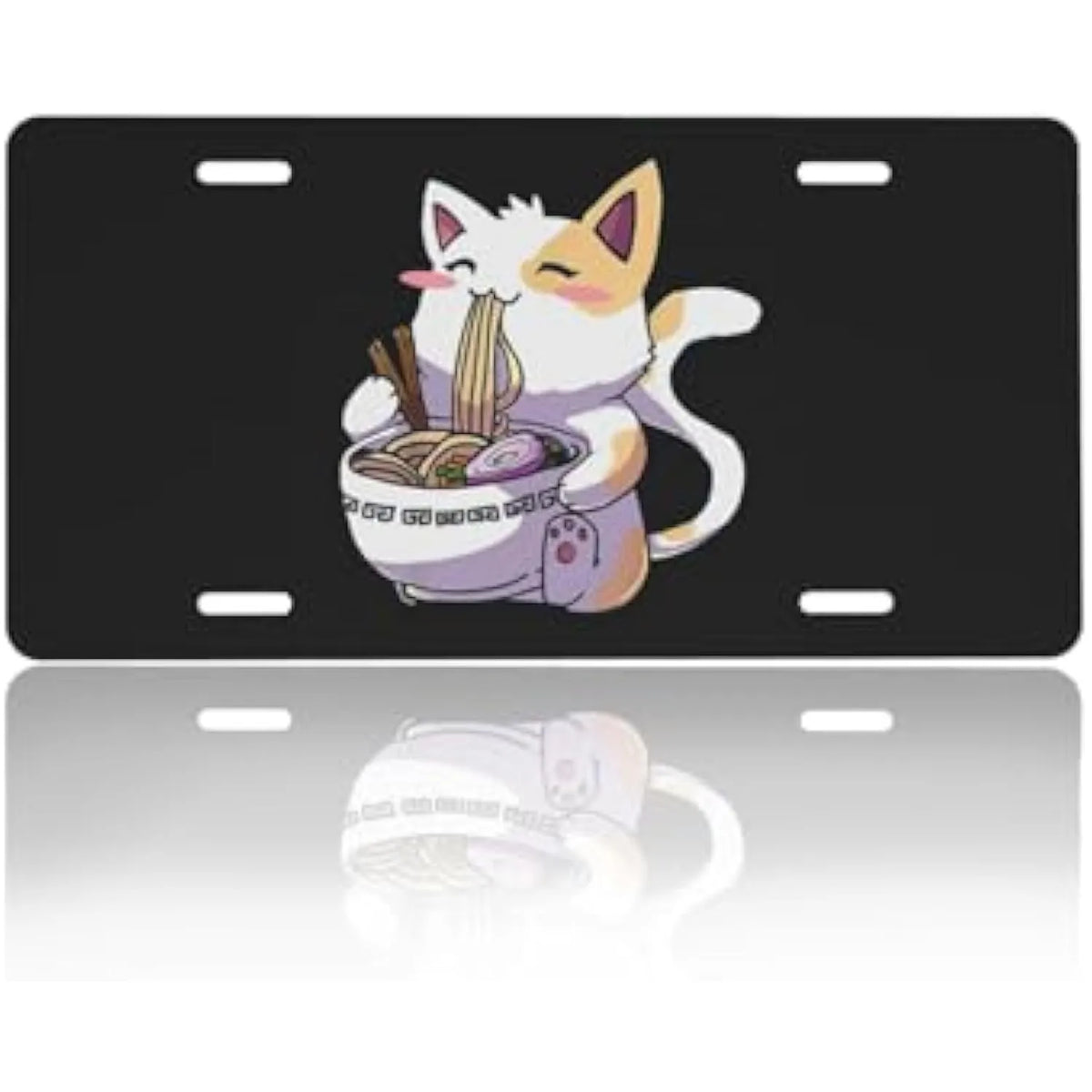 Kawaii Anime Cat Ramen Aluminum Vanity License Plate Cover Vanity License Plate Cover HIP 1