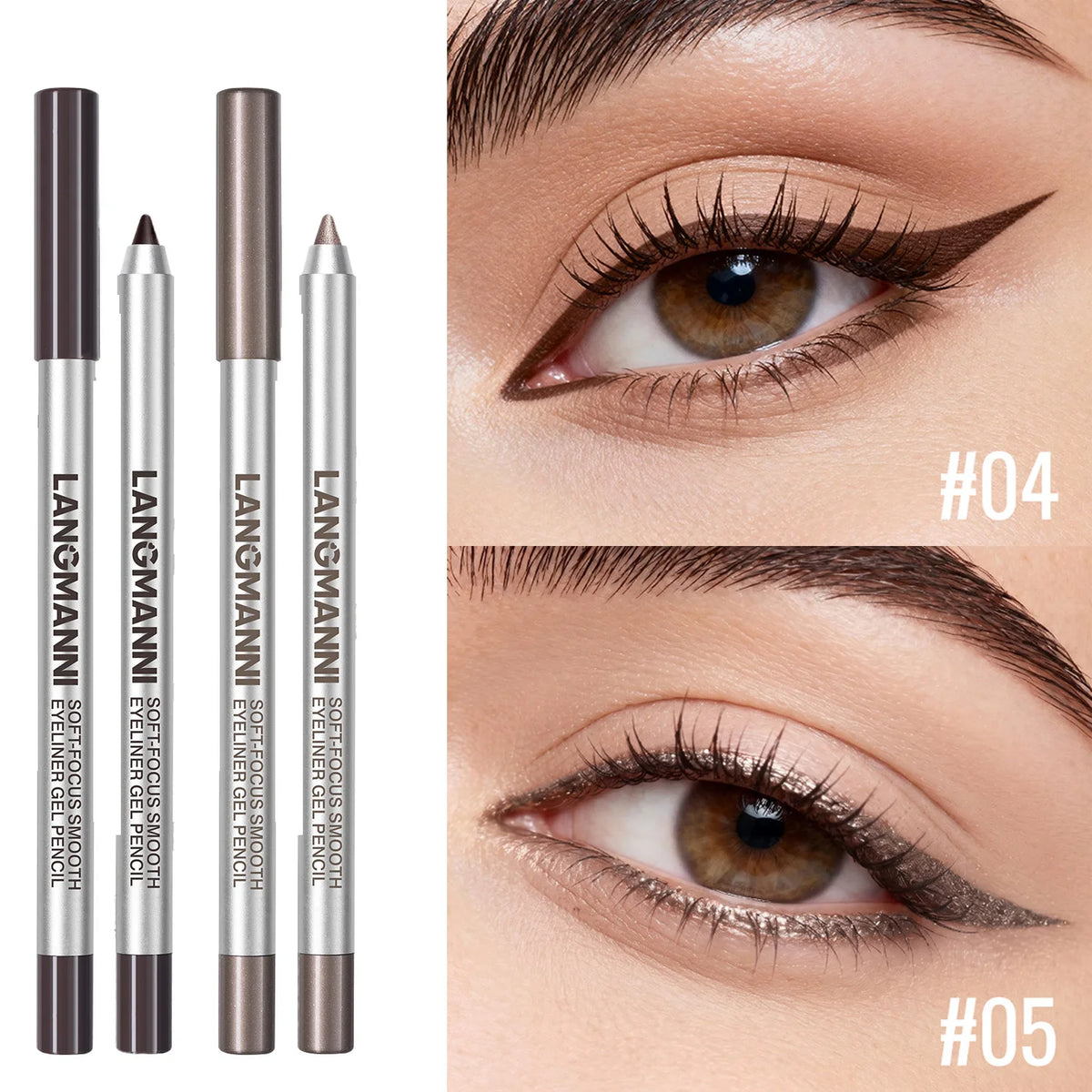 Pearlescent Eyeliner Gel Pencil Waterproof Lasting Smooth Glitter Eye Liner Makeup For Upper Lower Lash Line Eyeshadow Stick HIP 04 Add 05-2Pc
