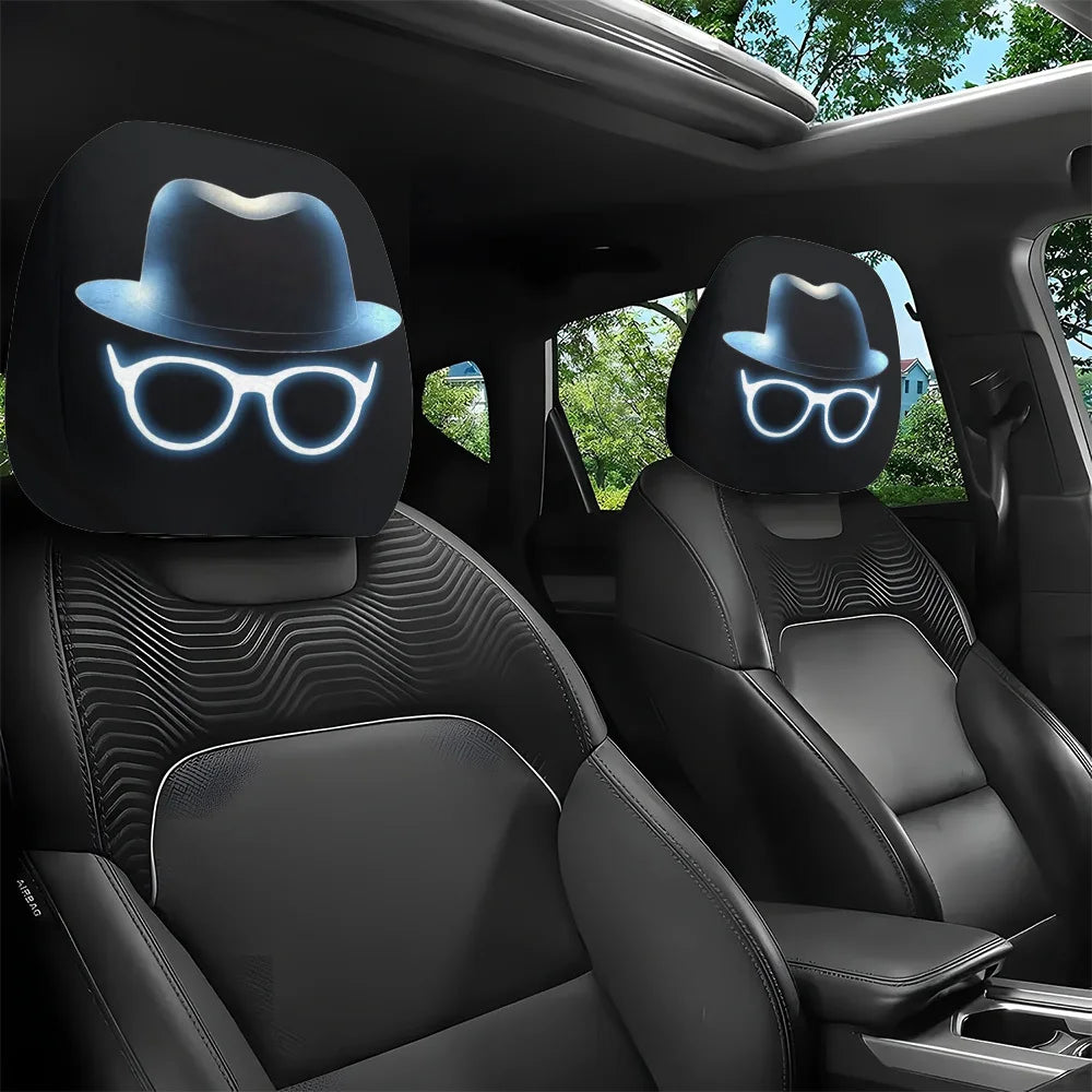 2-Pack Father's Day Gentleman Car Seat Headrest Covers Car Headrest Covers HIP