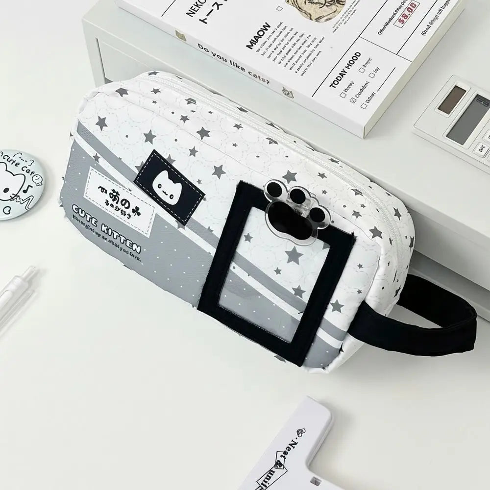 Cute Star Kitten Pencil Case – Large Capacity Zipper Pen Bag Pencil Case HIP