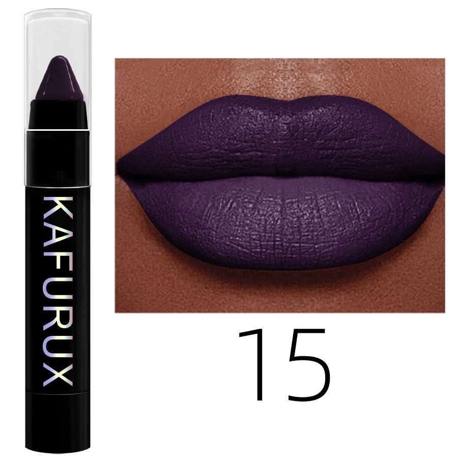 15 Colors Nude Velet Matte Lipstick Pencil Waterproof Long Lasting Red Brown Pink Lip Liner Pen Non-Stick Cup Makeup Lip Tint Pe HIP 15