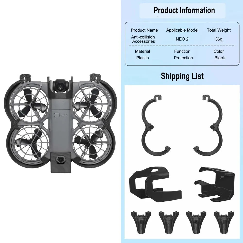 DJI NEO 2 Propeller Guard – Quick Release Anti-Collision Cover Drone Propeller Guard HIP Black